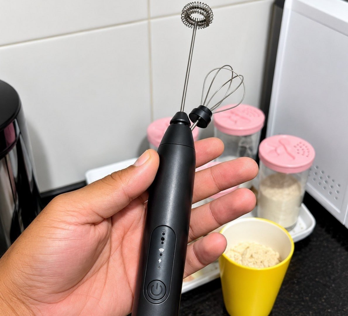 ✅ Mini Mixer Misturador De Bebidas Elétrico 2 Em 1 Portátil