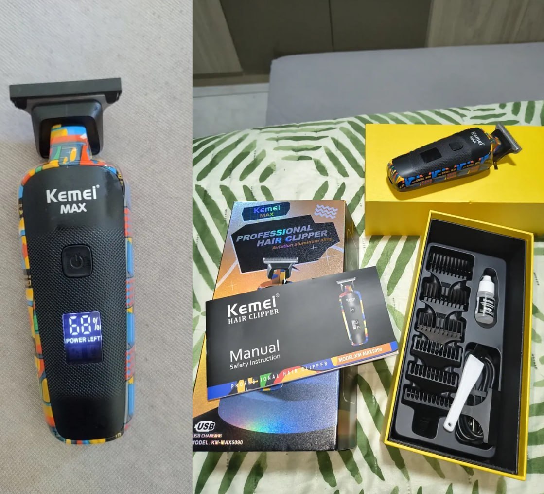 🪒 Máquina De Acabamento Profissional Kemei - Max5090 Visor Lcd