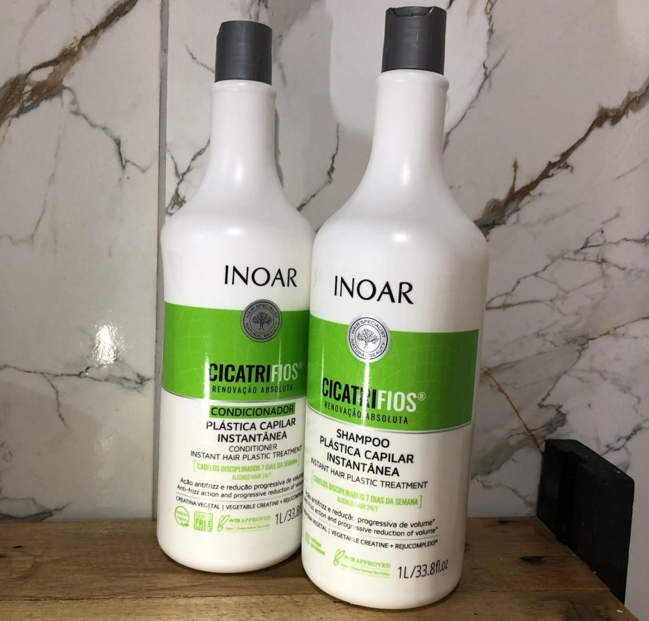 🧴 Inoar, Kit CicatriFios Plástica Capilar – Shampoo e Condicionador 2x1L