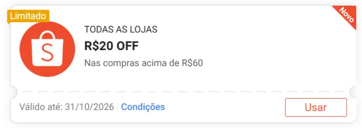 🚨 NOVO CUPOM SHOPEE 🚨