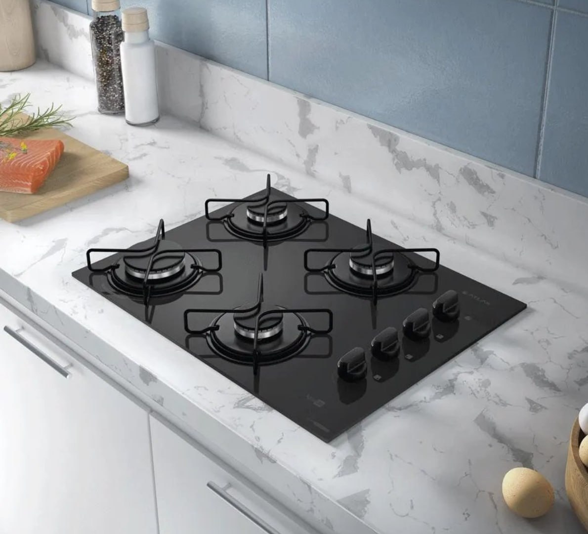 ♨️ Cooktop 4 Bocas Atlas Agile Up Mesa Vidro Bivolt