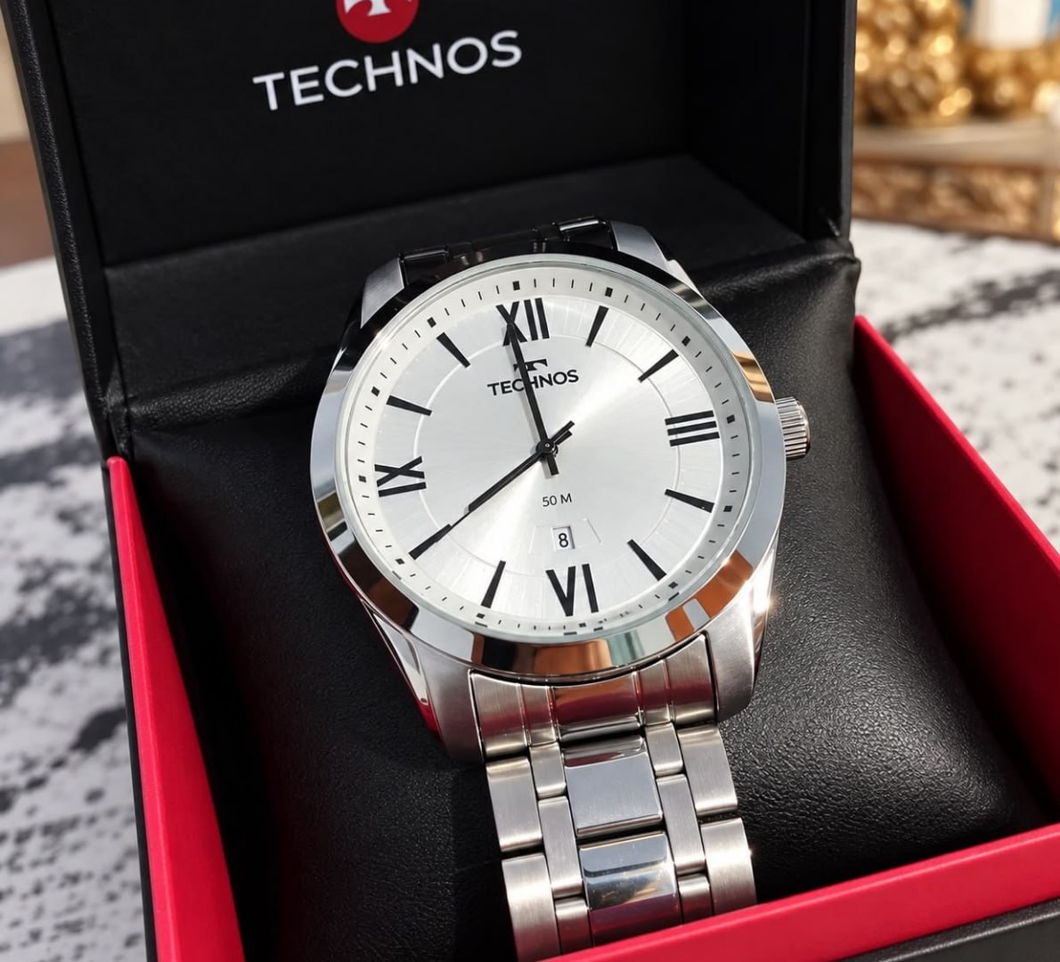 ⌚️ Relógio Technos Steel Prata Fundo Prateado