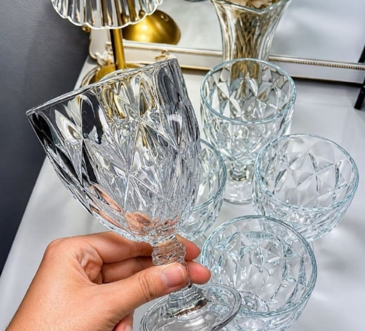 🍷 Conjunto de Taças de Vidro 340ml Diamond Line 6 Peças