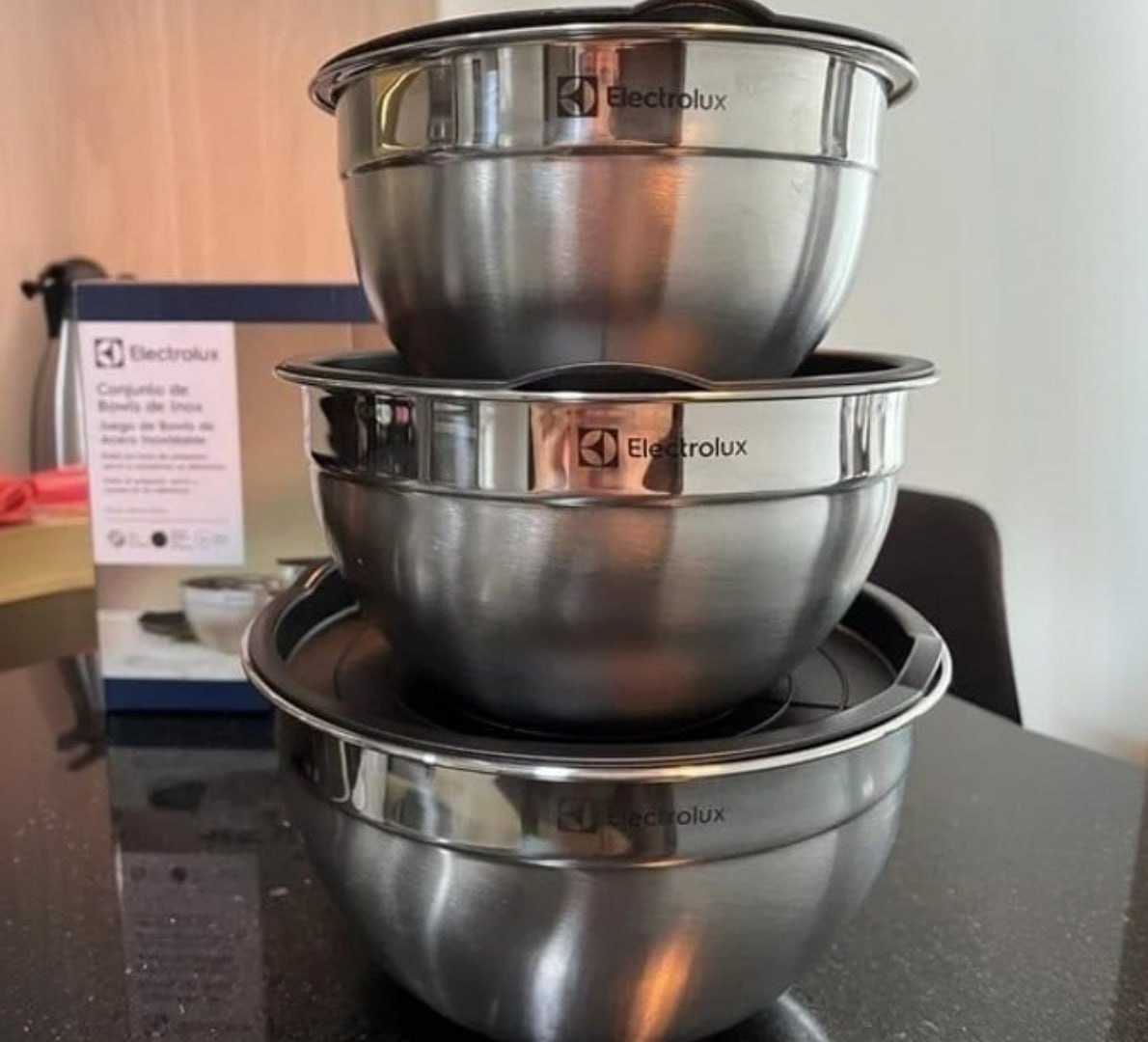 ✅ Conjunto de Bowls Tigelas de Inox com Tampa Plástica Electrolux