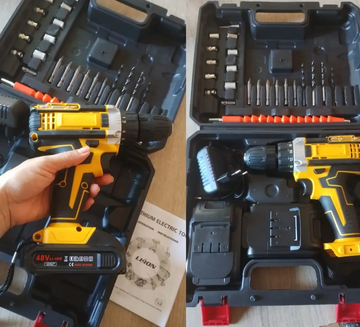 🔩 Parafusadeira Furadeira 48v Profissional +2 Baterias +maleta