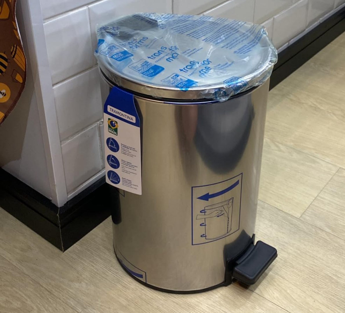 🗑️ Lixeira com Pedal Tramontina Loop em Aço Inox 5L