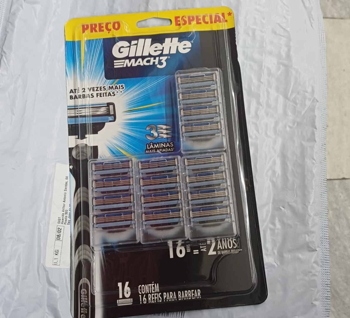 🪒 Gillette Mach3 Carga para Aparelho de Barbear 16 Unidades