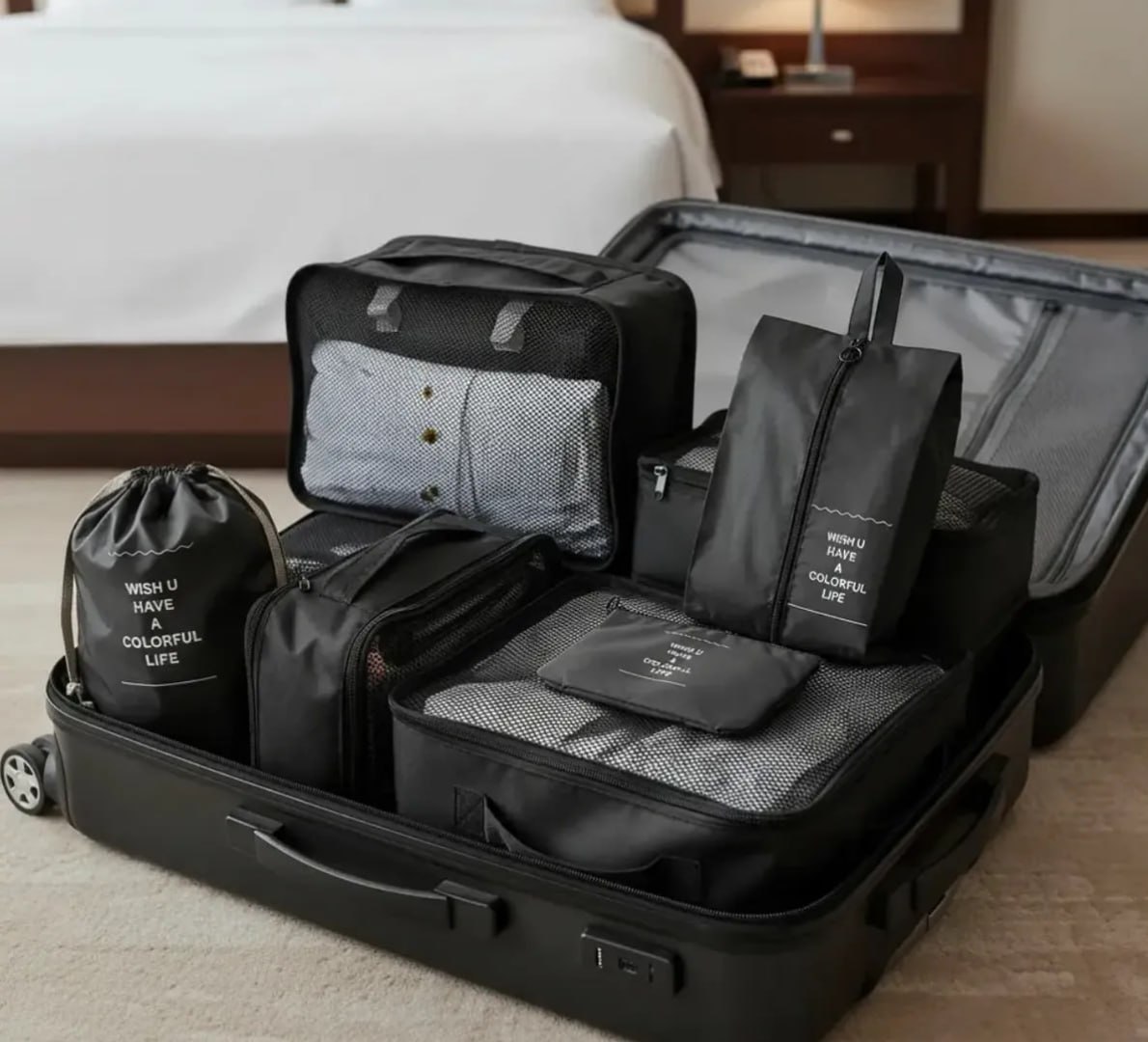 🧳 Organizador De Mala Para Viagem Kit 7 Peças Completo