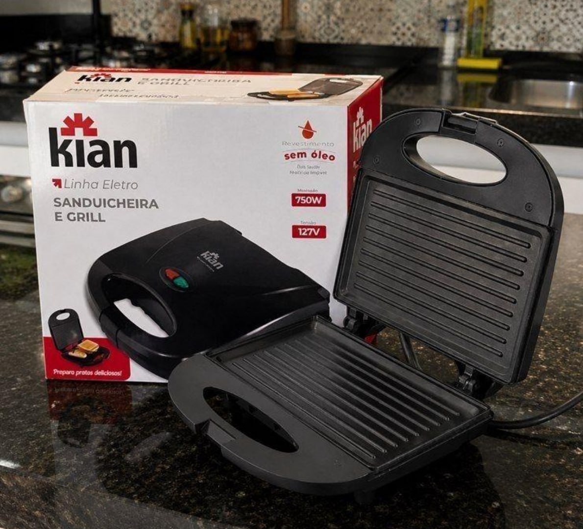 🥪 Sanduicheira Grill 2 Em 1 Kian Elétrica 750w