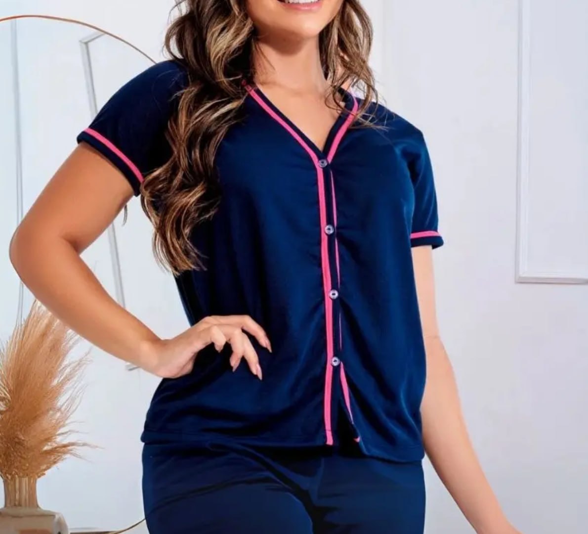🛌 Pijama Americano Botões Baby Doll