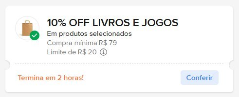 🚨 NOVO CUPOM ML PARA LIVROS E JOGOS