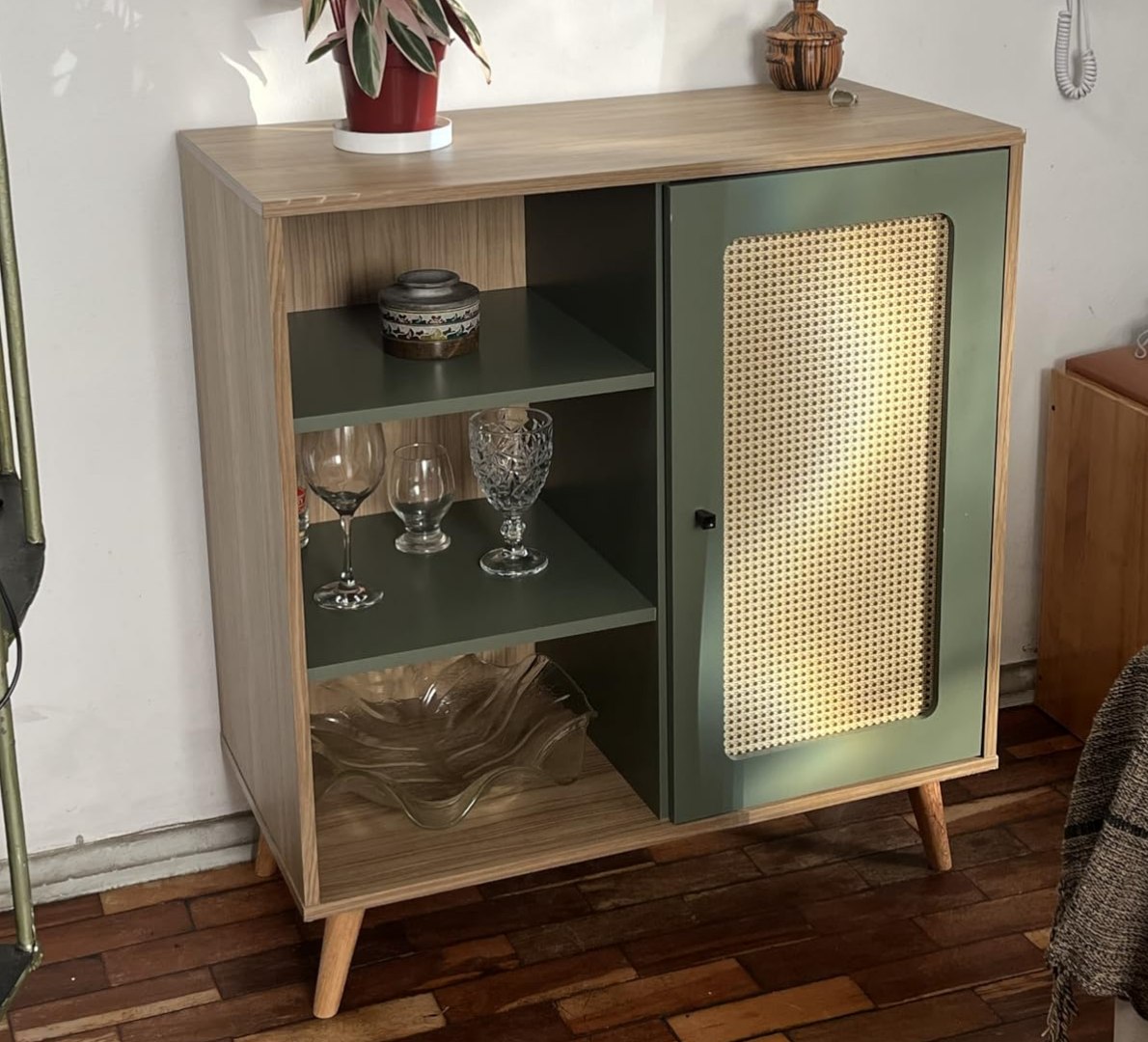 ✅ Mócel Artely Buffet Charlotte com 1 Porta (Carvalho/Menta)