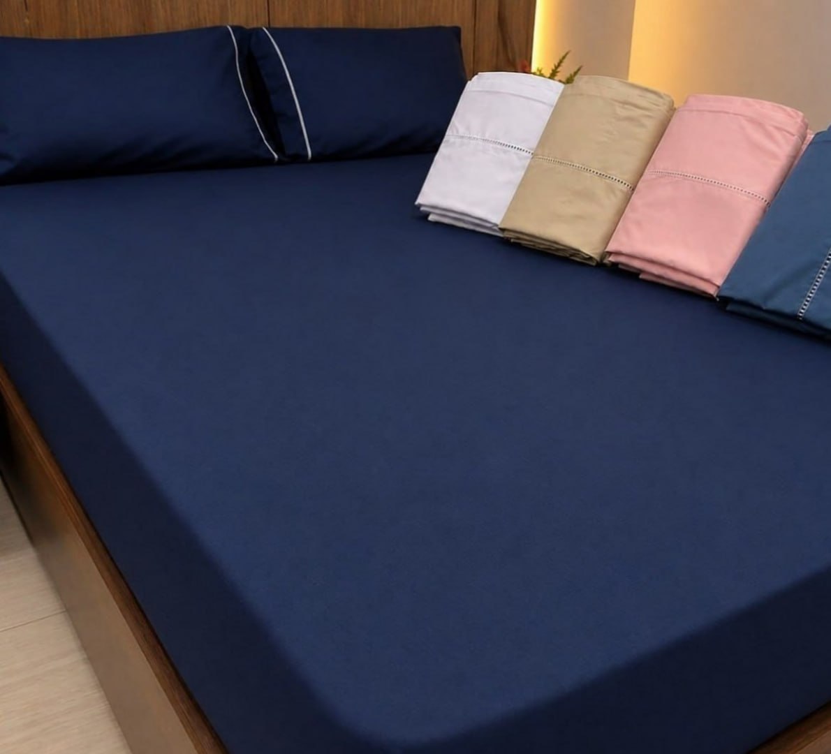 🛌 Jogo De Lençol 400 Fios Ponto Palito Cama Queen 3 Pçs