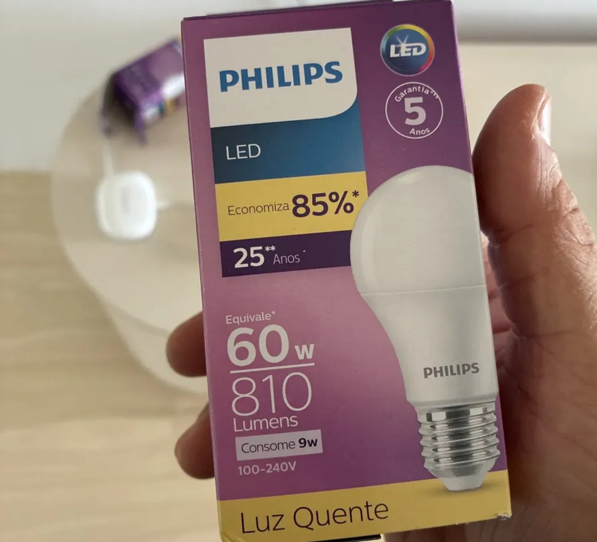 💡 Kit 5 Lâmpadas Led Bulbo Philips A60 9W 3000k 806lm Bivolt
