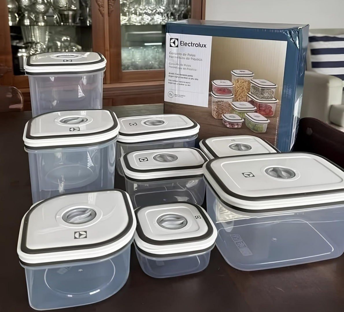 ✅ Kit 8 Potes Herméticos Plástico Electrolux