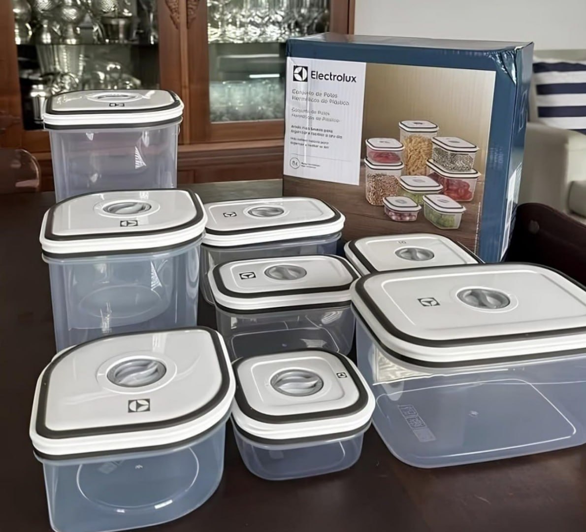 ✅ Kit 8 Potes Herméticos Plástico Electrolux
