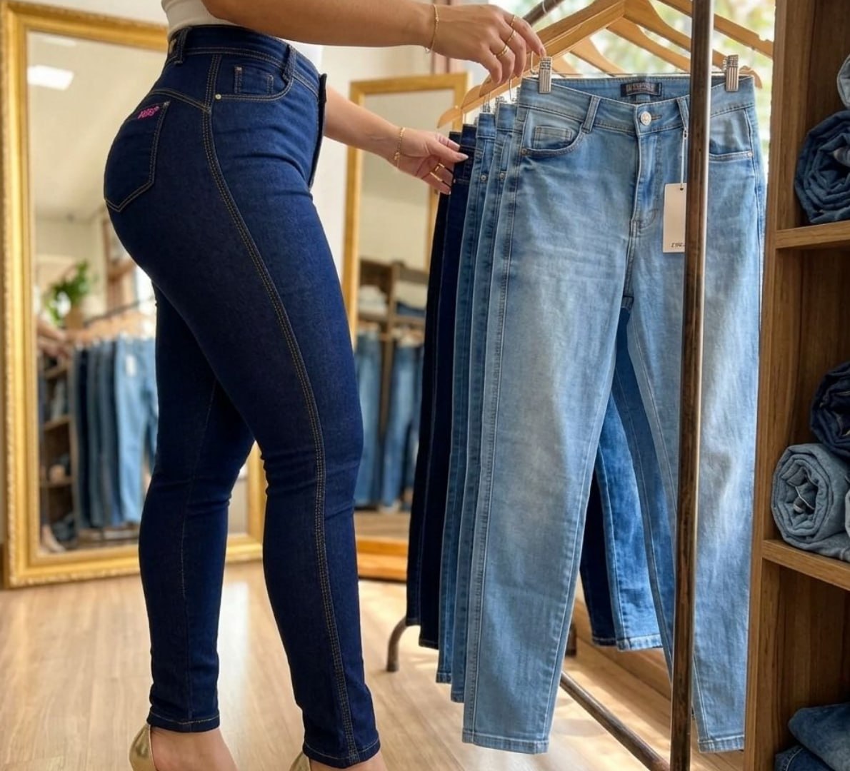 👖 Kit 3 Calça Jeans Cintura Alta C/ Elastano Lycra