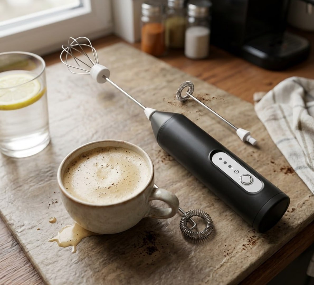 ✅ Mini Mixer Misturador De Bebidas Elétrico 2 Em 1