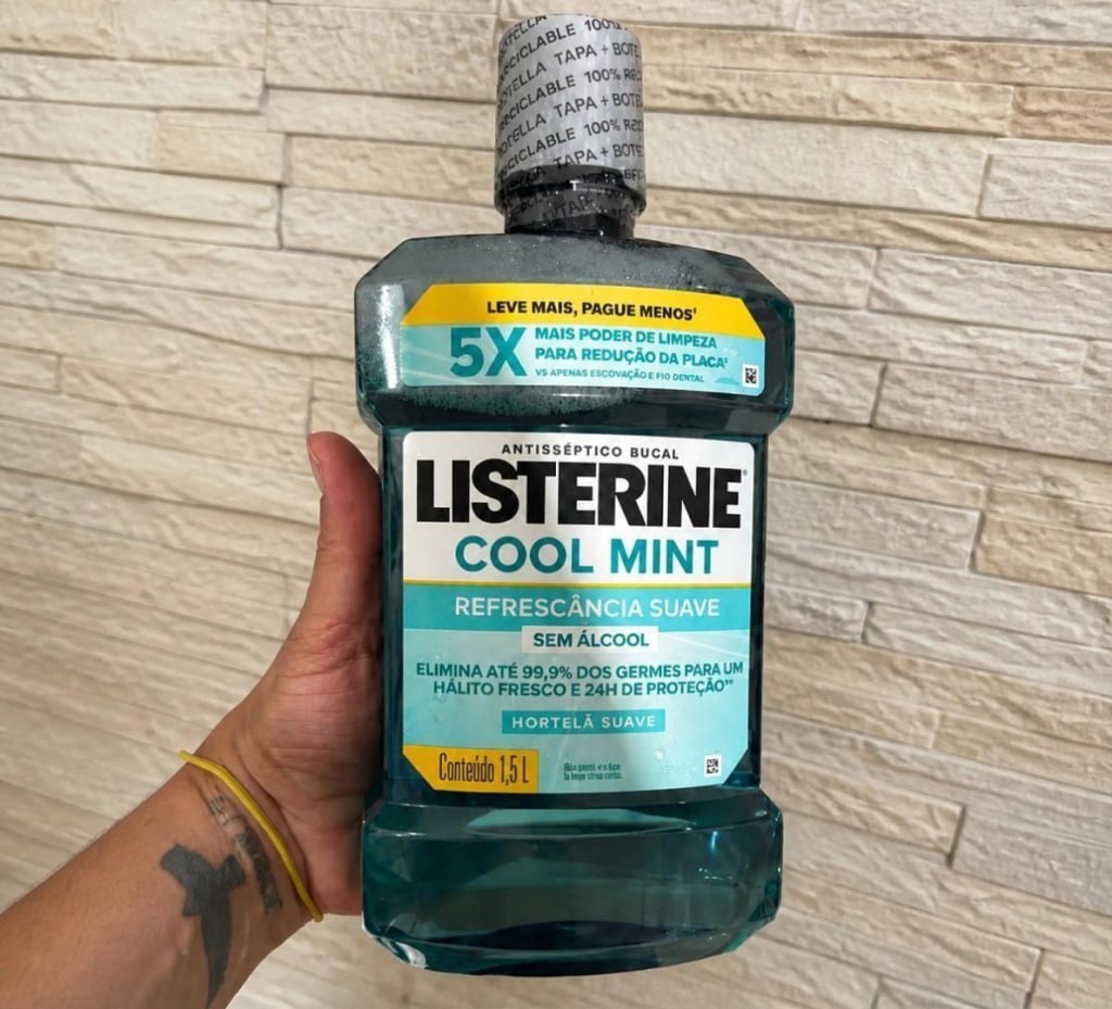 🦷 Enxaguante Bucal Listerine Cool Mint, Sem Álcool, 1,5L