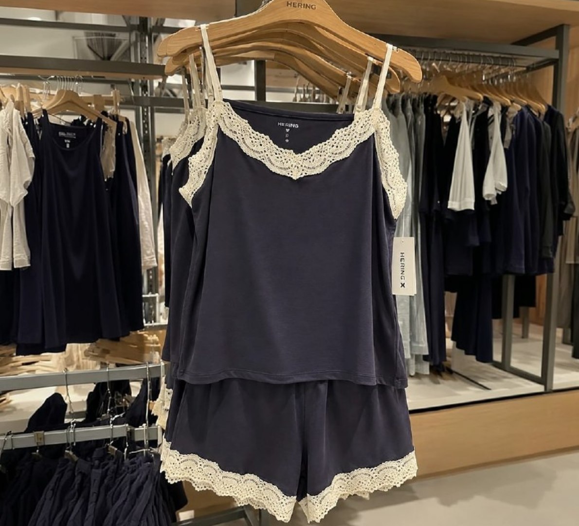 ✅ Pijama Curto Feminino Em Viscose Com Renda Hering