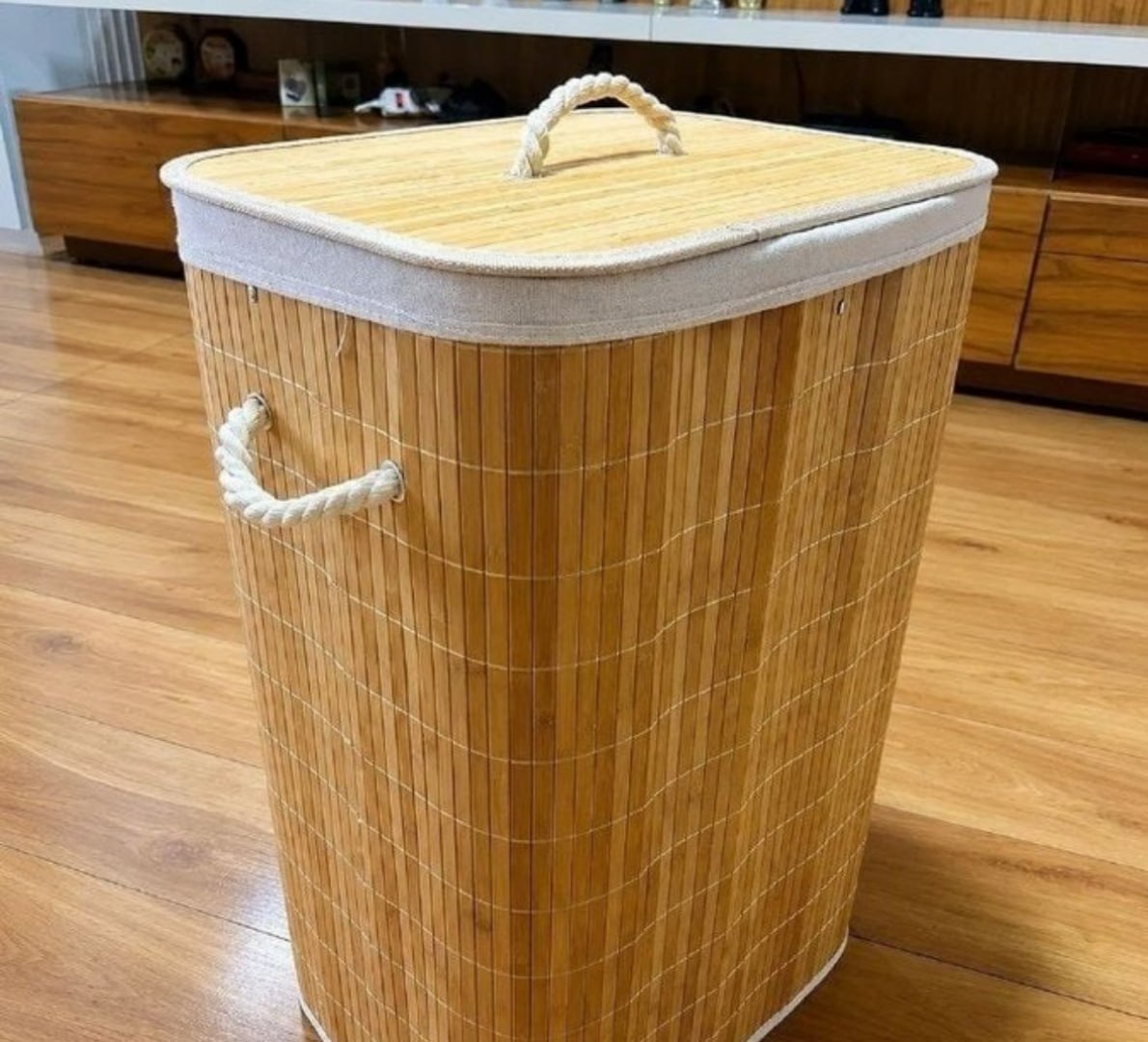 🎋 Cesto de Roupas de Bambu 60L