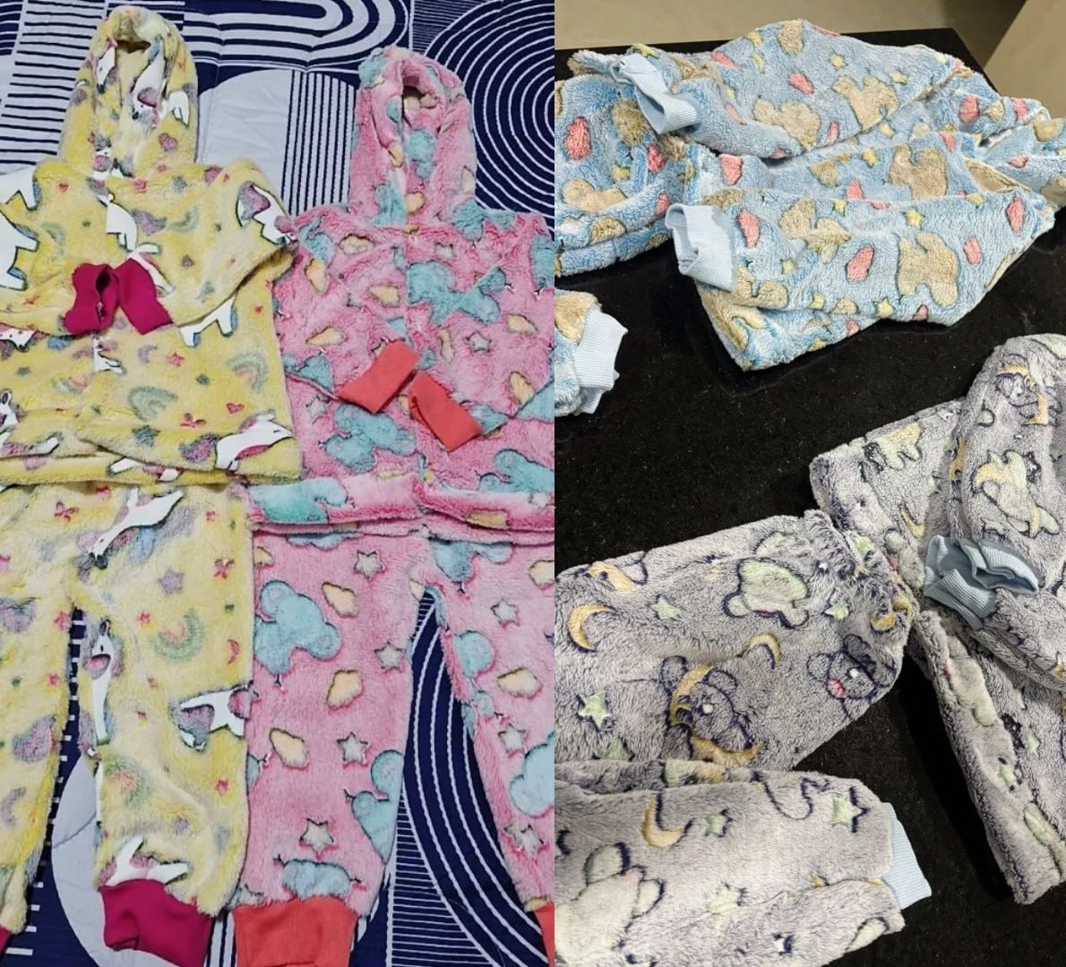 🧥 Kit 2 Conjunto Fleece Brilha No Escuro Infantil Inverno