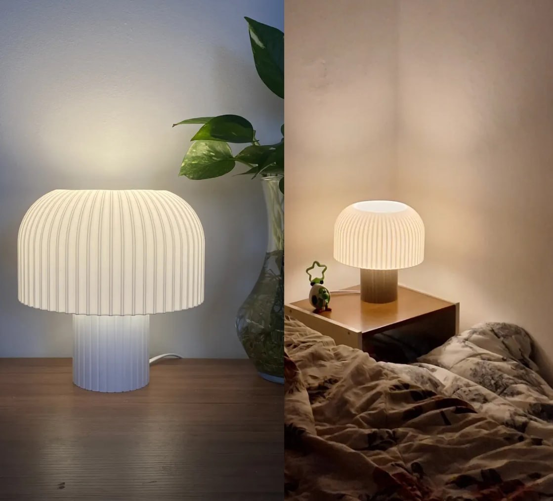 💡 Abajur Luminária De Mesa Cogumelo Kaela Branco C/ Lâmpada