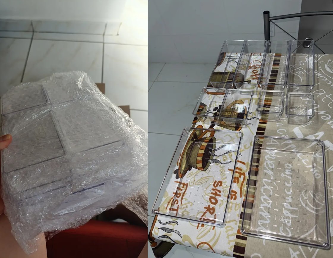 ✅ Kit 10 Organizador Multiuso Modular Gaveta Acrilico