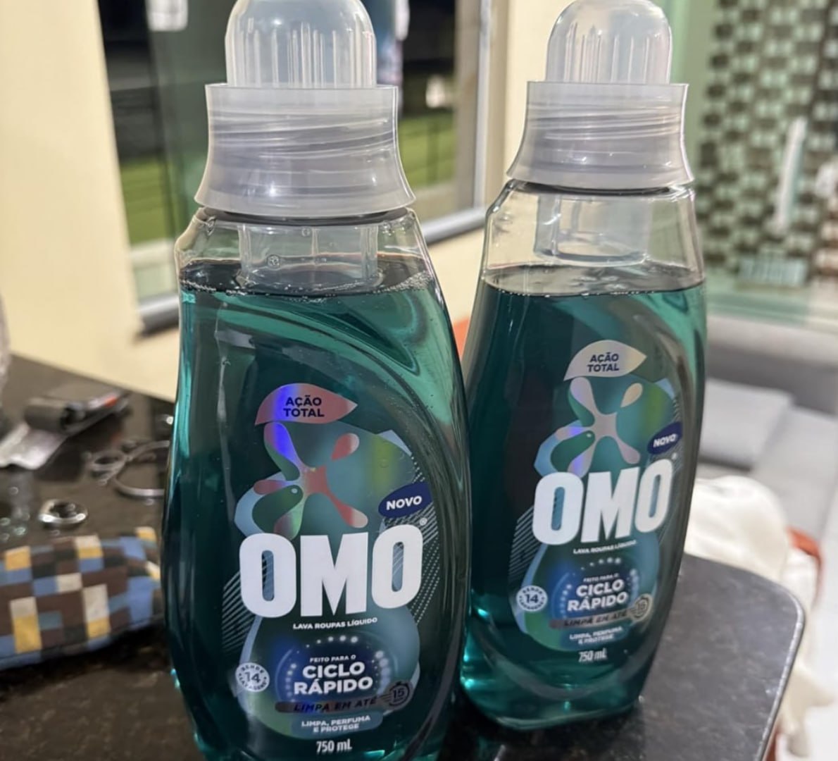 🫧 2x Lava Roupas Líquido Ciclo Rápido Omo Ação Total 750 ml