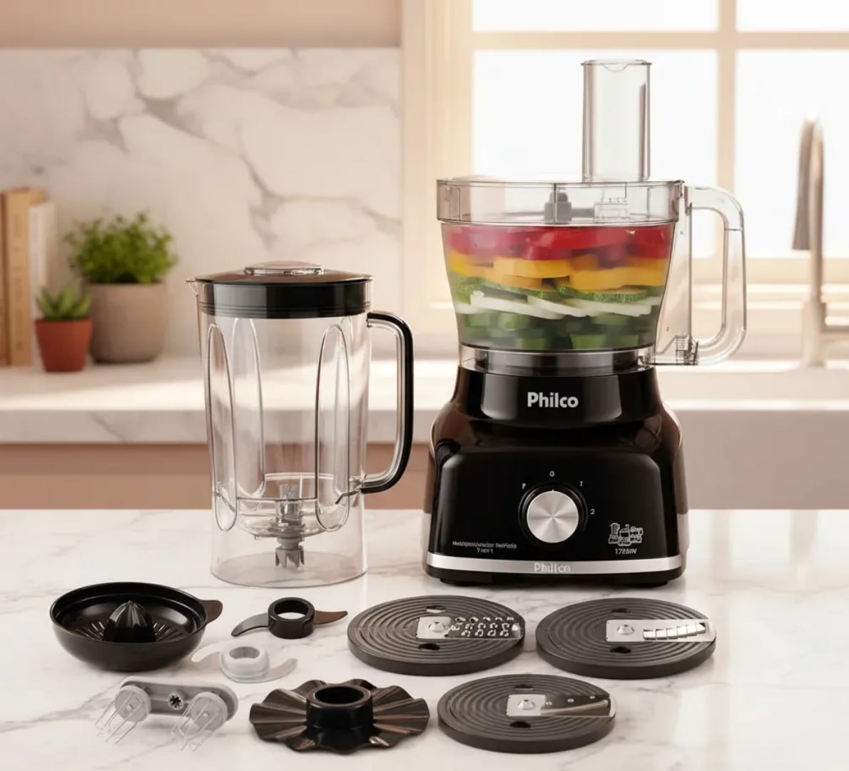 ✅ Multiprocessador Philco 1700W 9 em 1 Preto