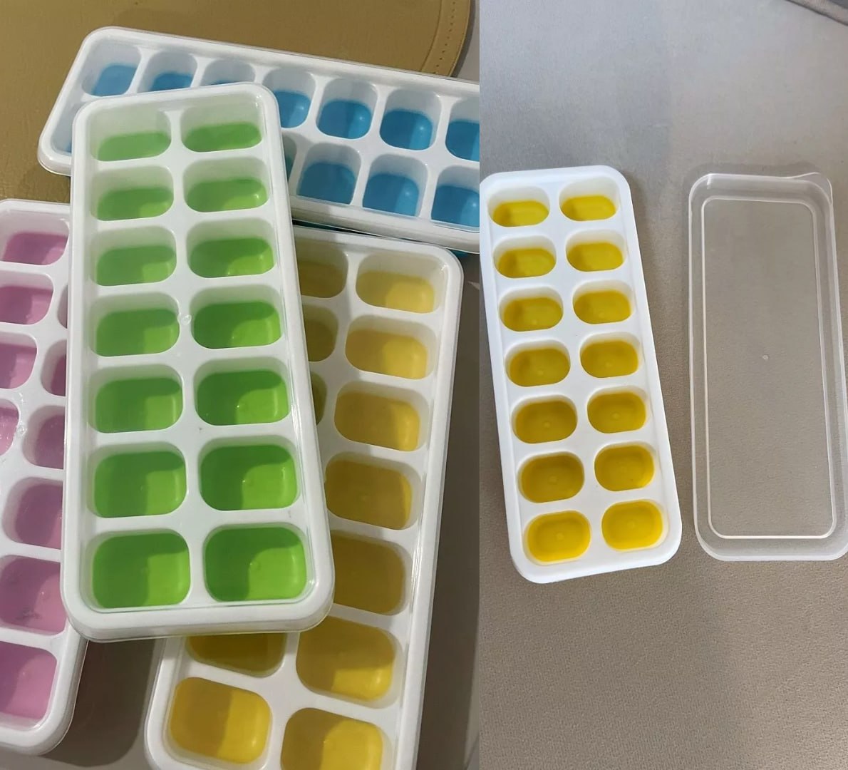 🧊 Kit 4 Formas de Gelo Silicone 14 Cubos com Tampa e Flexível