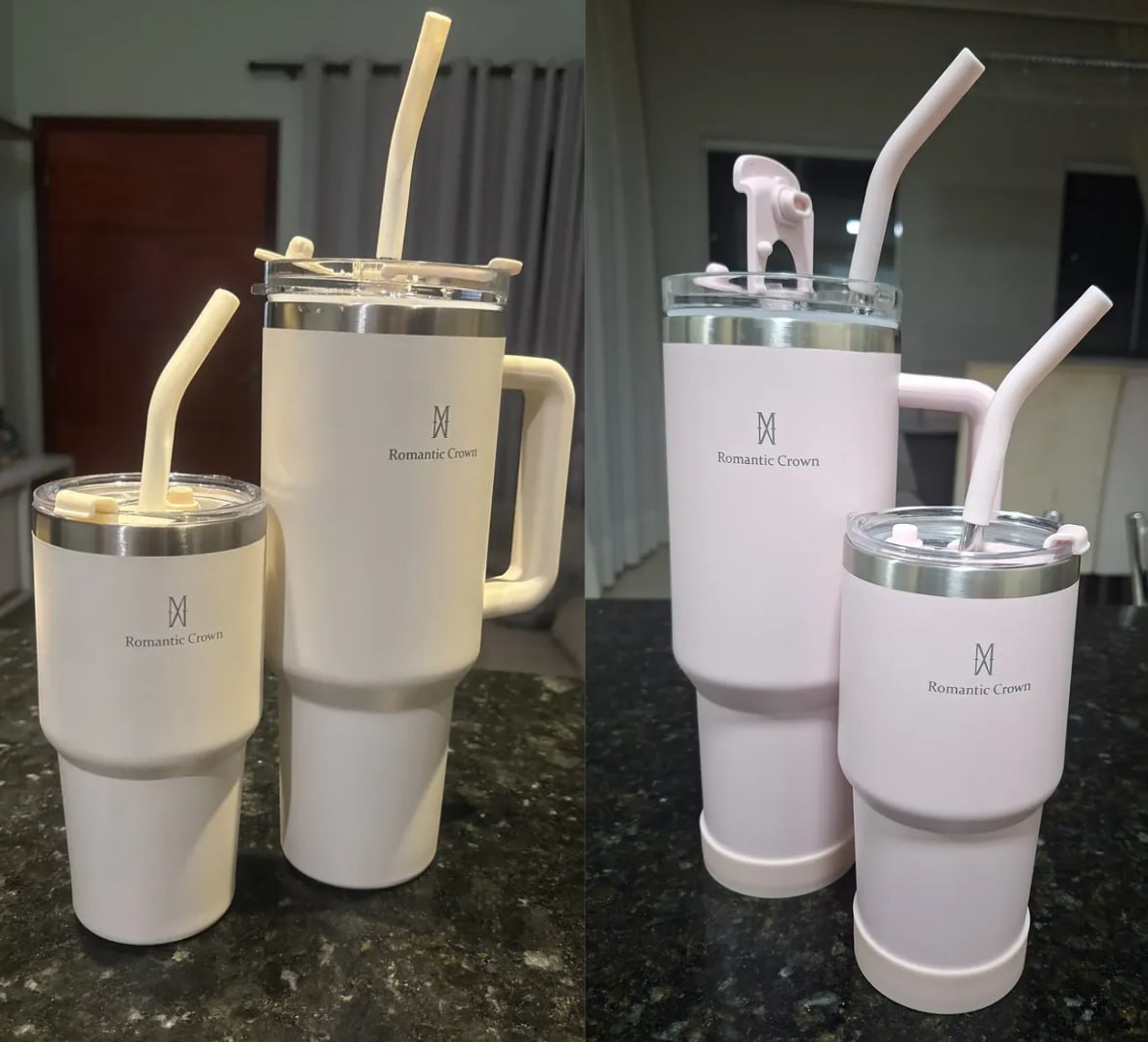 🥤 Kit Copo Térmica Inox 1200ml & 600ml Com Tampa E Canudo