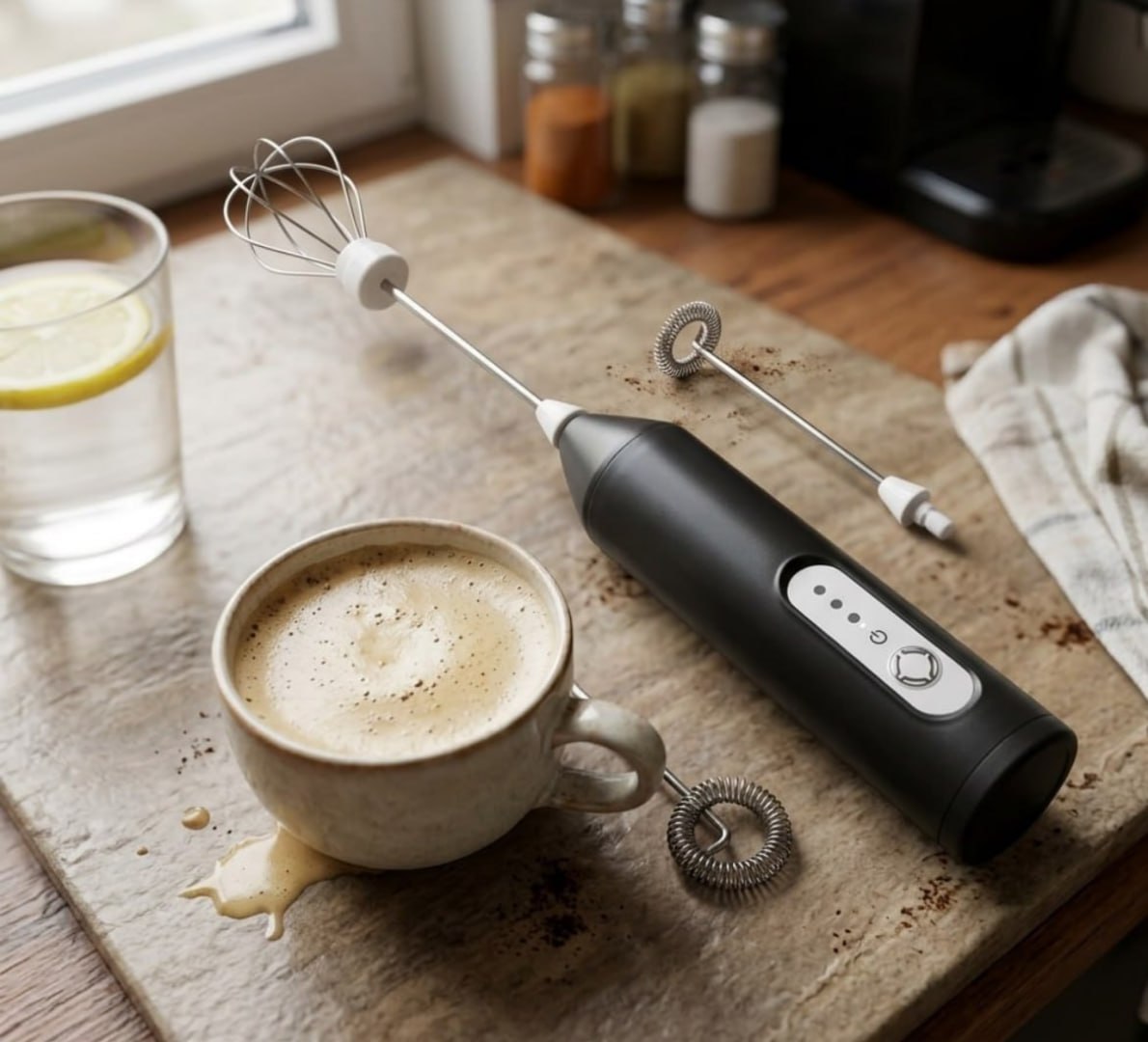 ✅ Mini Mixer Misturador De Bebidas Elétrico 2 Em 1