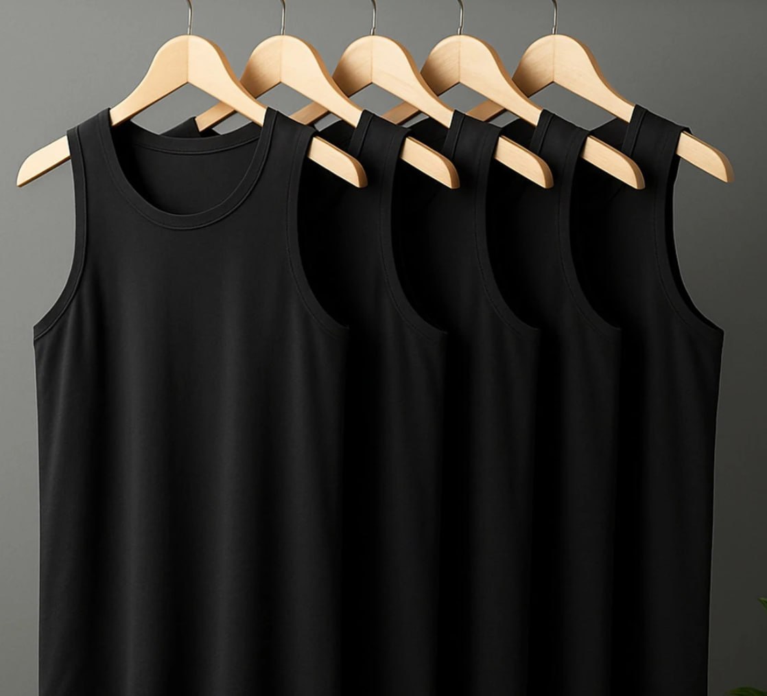 👕 Kit 5 Camiseta Regata Lisa Malha Dry