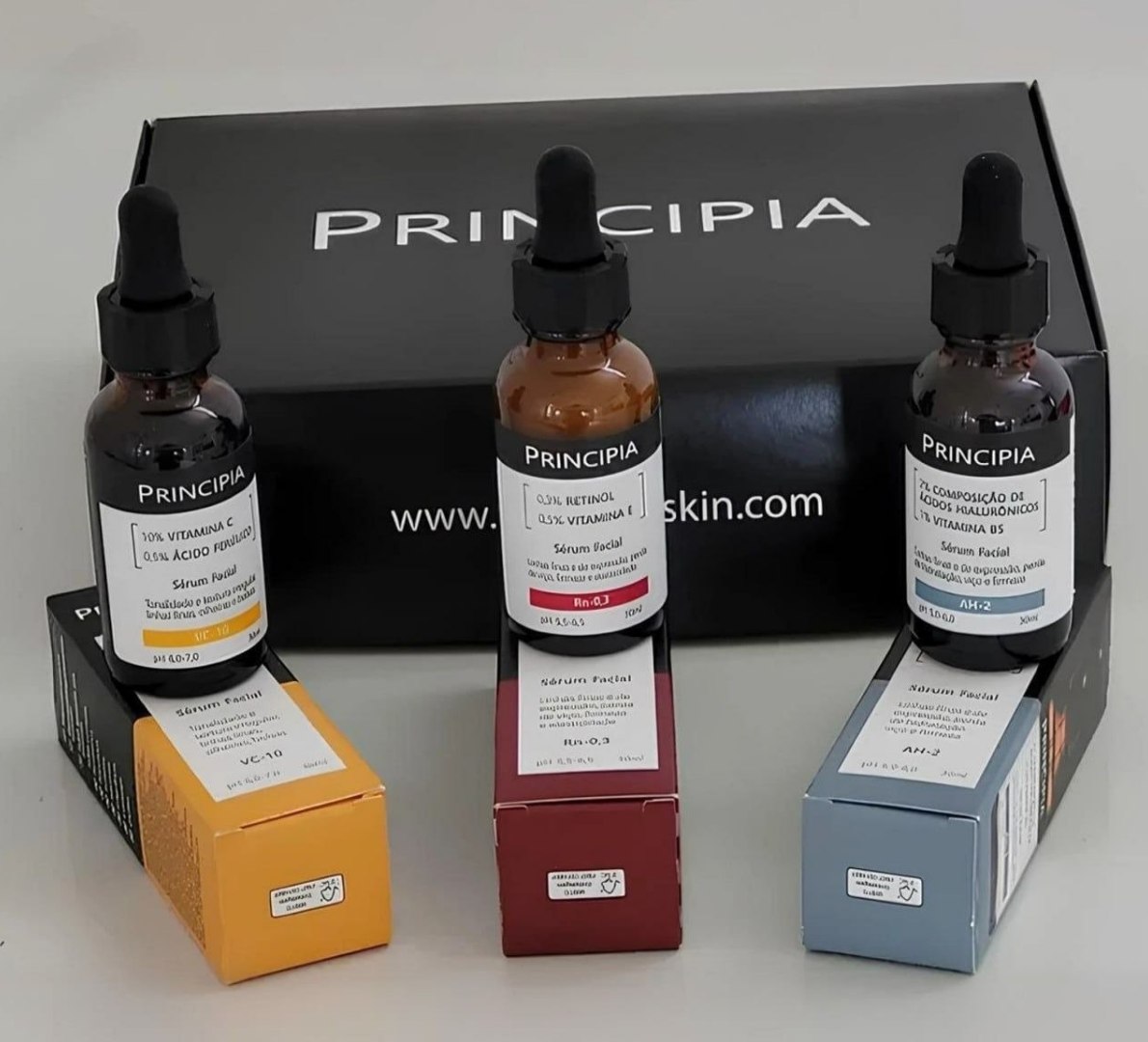 ✅ Kit 3 Séruns Principia Vitamina C + Retinol + Hialurônicos
