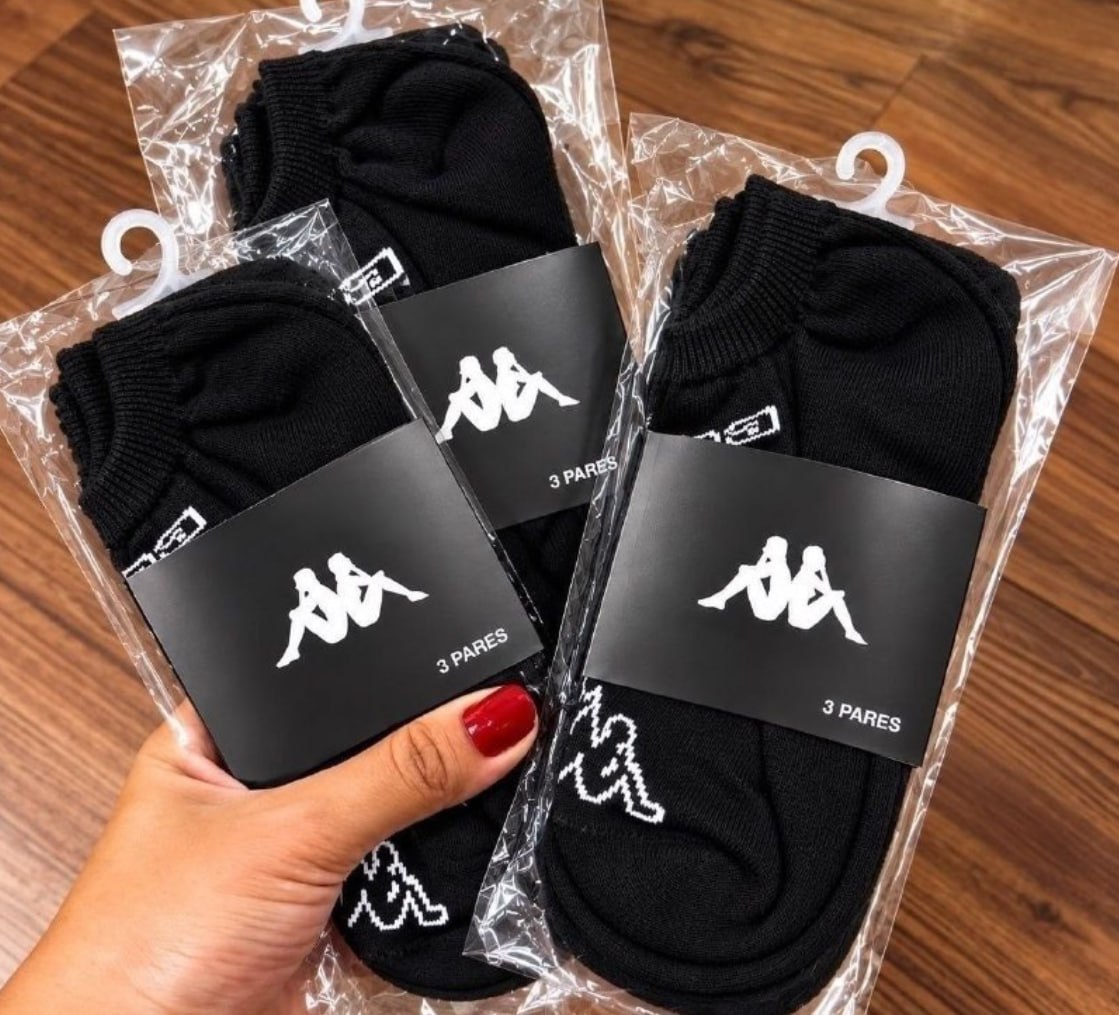🧦 Kit 9 Pares Meias Kappa Soquete Invisível (2 cores)