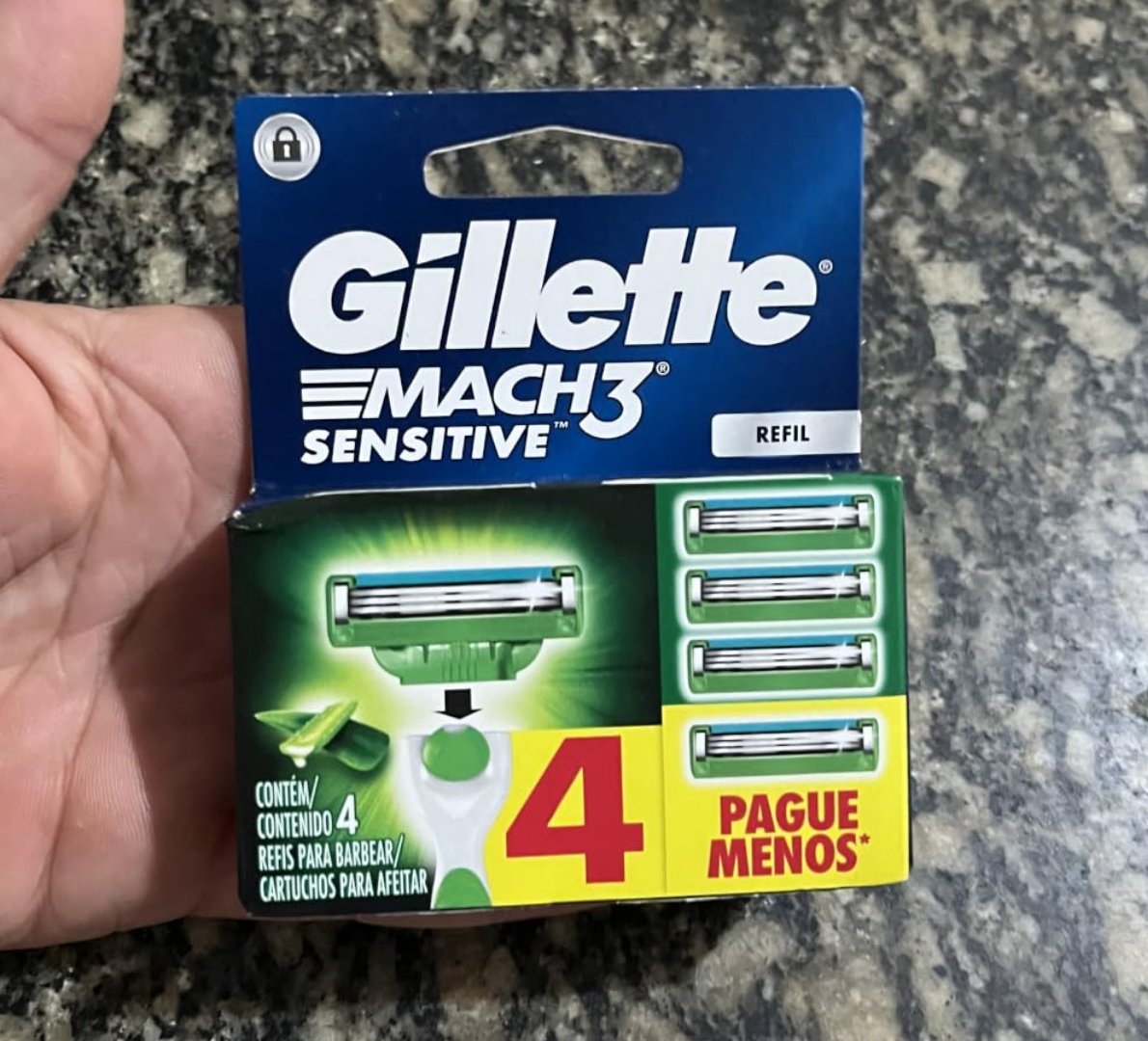 🪒 Gillette Mach3 Sensitive Carga Aparelho de Barbear com Aloe - 4 Unidades