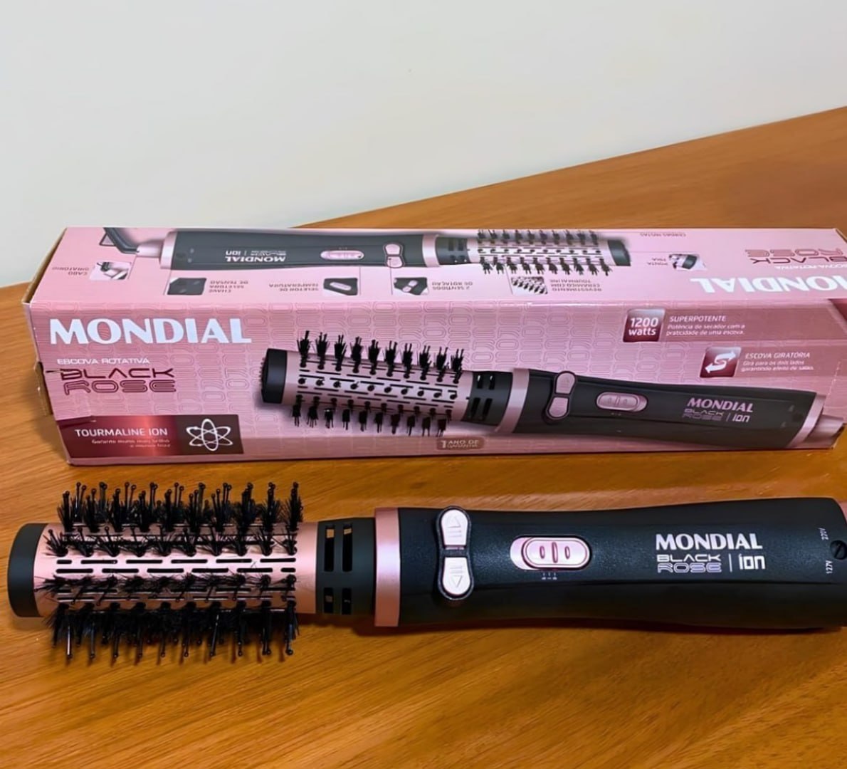 ✅ Escova Rotativa Mondial Ceramica Tourmaline Ion 3x1