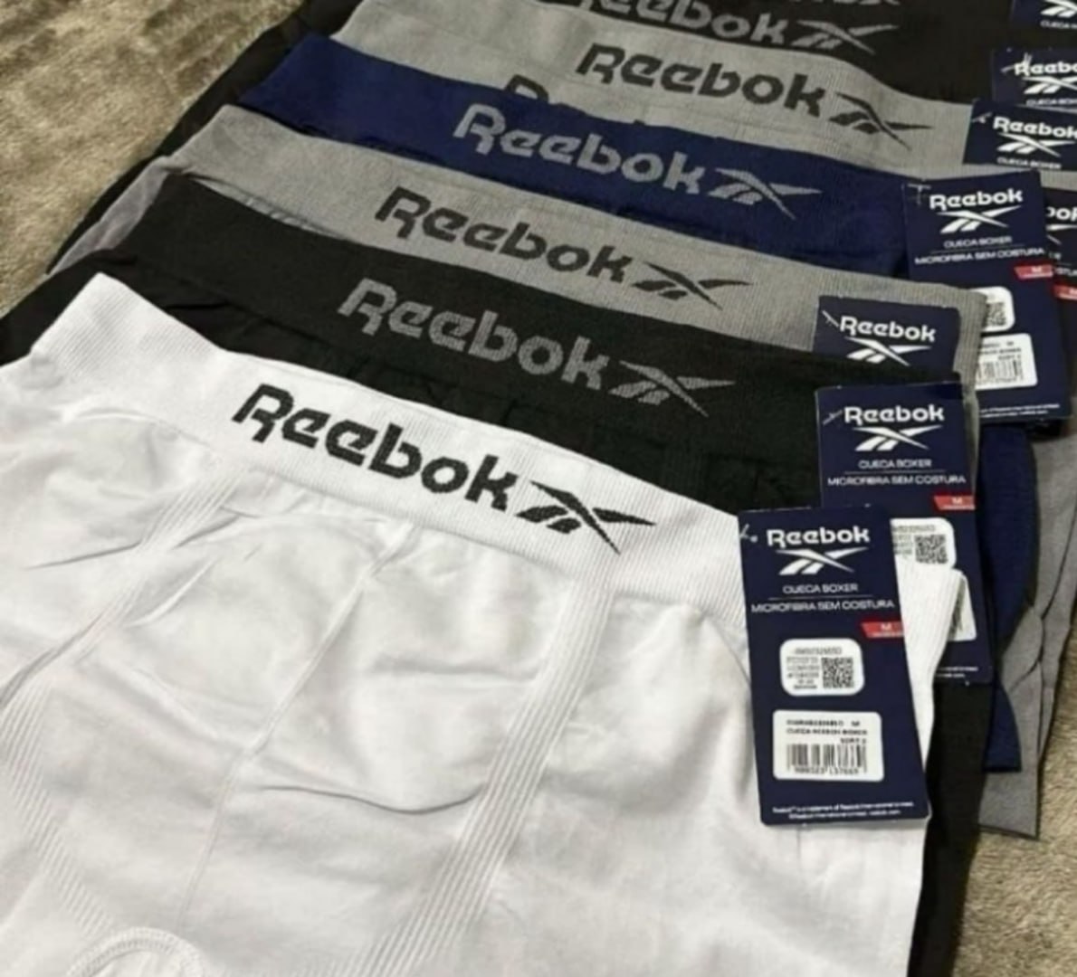 🩳 Kit 6 Cuecas Boxer Reebok Microfibra Sem Costura