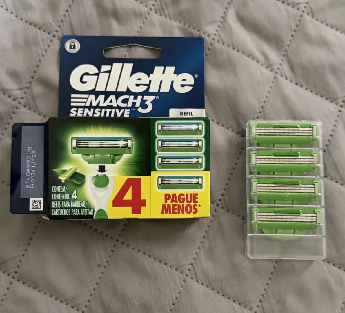 🪒 Gillette Mach3 Sensitive Carga Aparelho de Barbear com Aloe - 4 Unidades