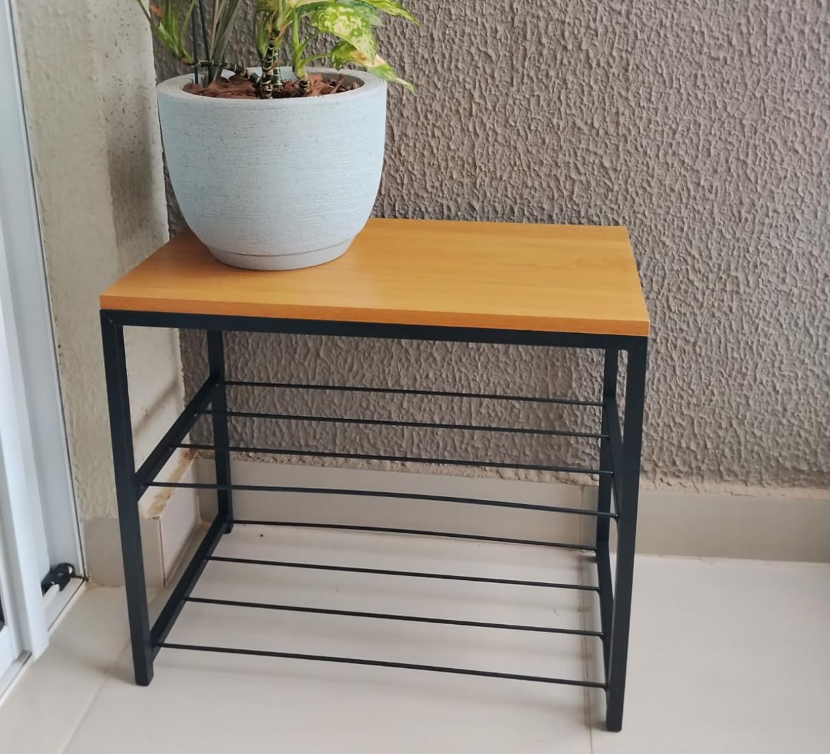 👟 Sapateira Banco 2 Prateleiras em Chapa de Aço - LH Móveis (Cedro)