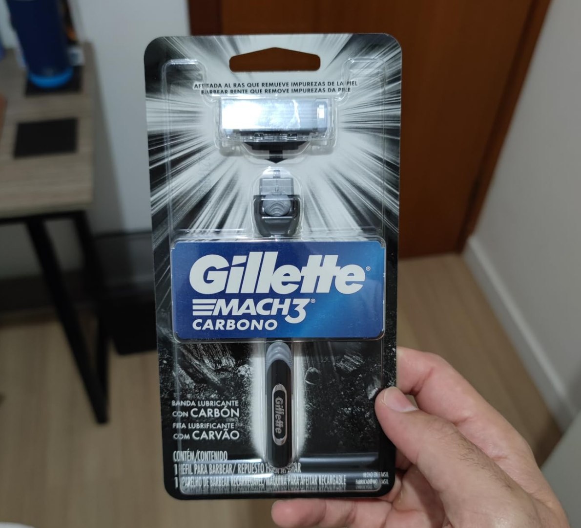 🪒 Gillette Mach3 Carbono Aparelho de Barbear com Carvão Ativado 1 Unidade