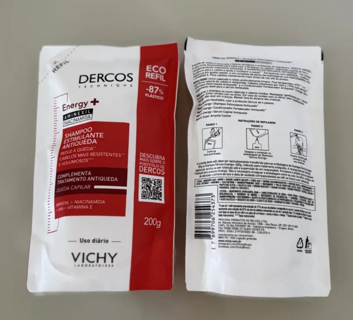 🫧 Refil Shampoo Antiqueda Estimulante Dercos Energy+ Vichy 200g