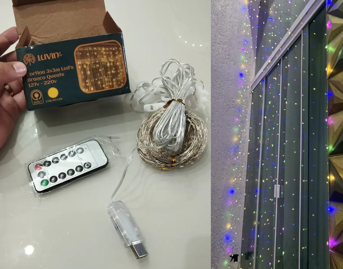 💡 Pisca Cortina 300 Leds 3x3m Usb Ip44 8 Modos Iluminação Luzes