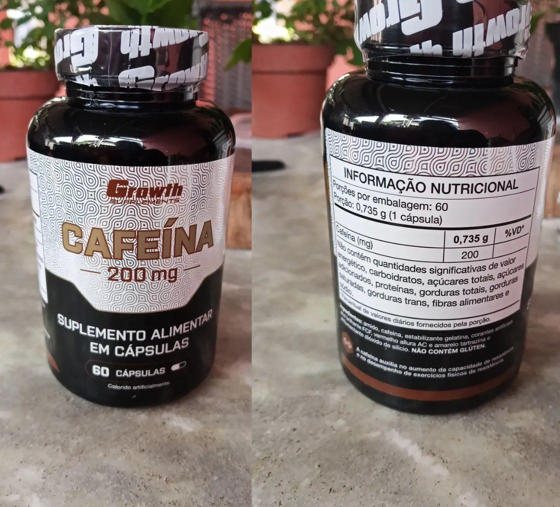 💊 Cafeína 200mg (60 Caps) Termogênico Growth Supplements