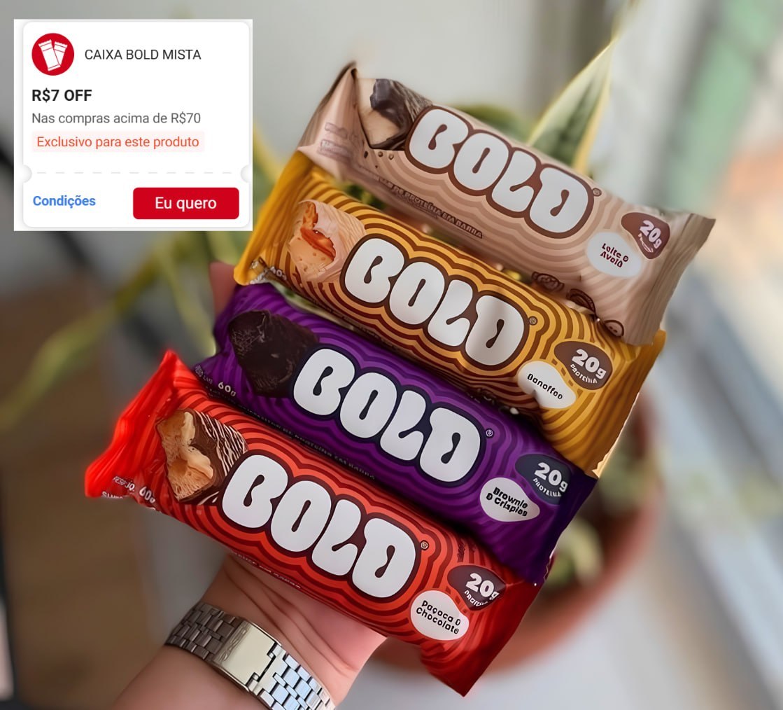 🍫 Bold Barra de Proteína Caixa Mista (12 Unid) 40G com 14g de Proteína