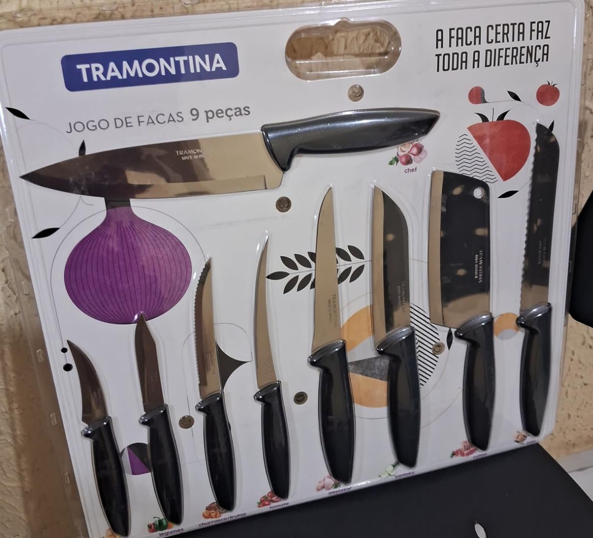 🔪 Jogo de Facas Tramontina Plenus Aço Inox 9 Peças