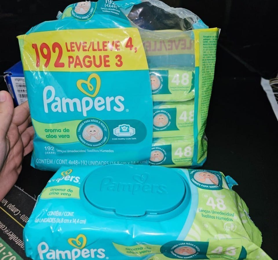 ✅ Lenços Umedecidos Pampers Aroma de Aloe Vera 192 Unidades