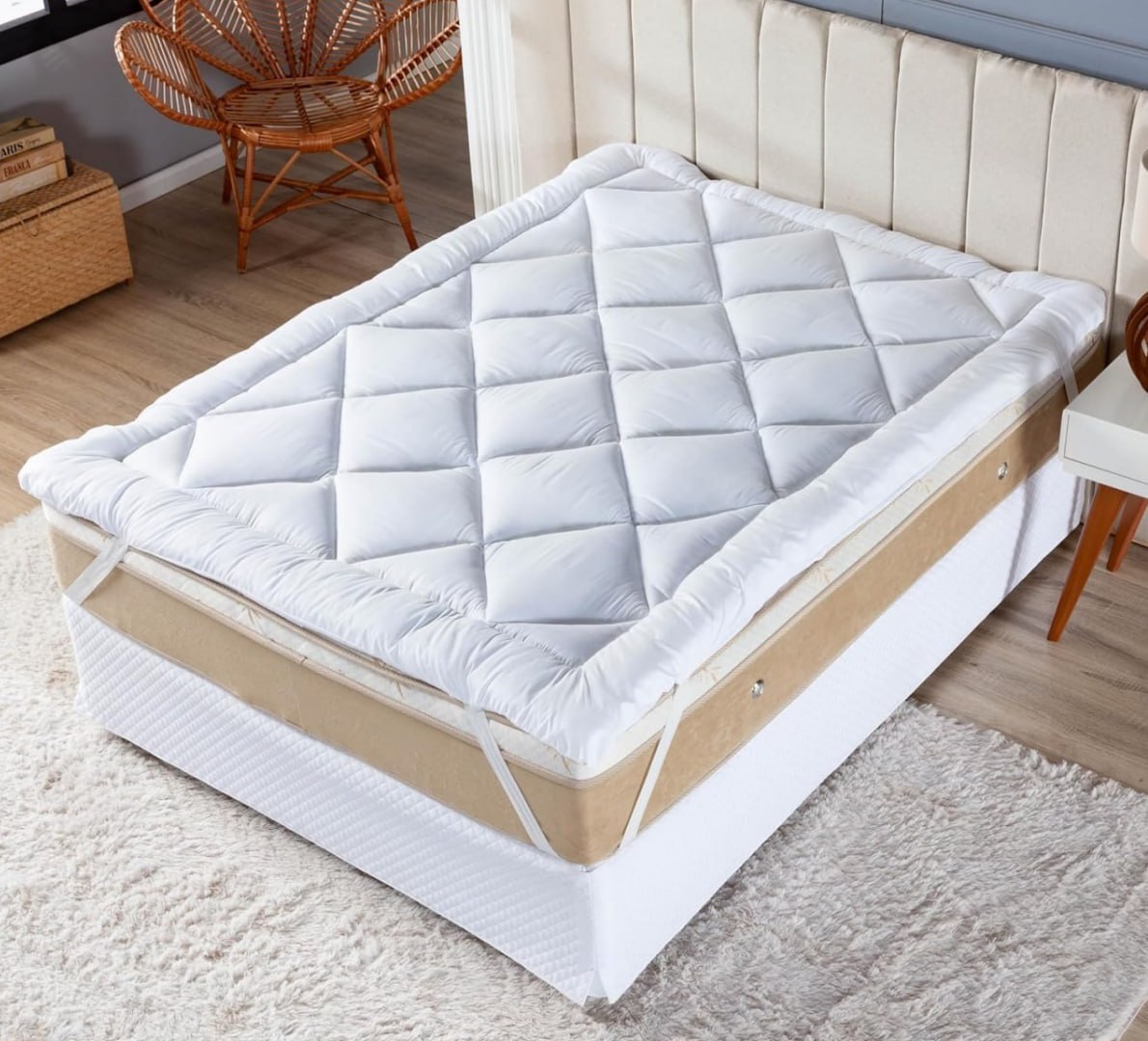 ✅ Pillow Top 400 Fios Toque de Plumas Casa Dona (Queen)