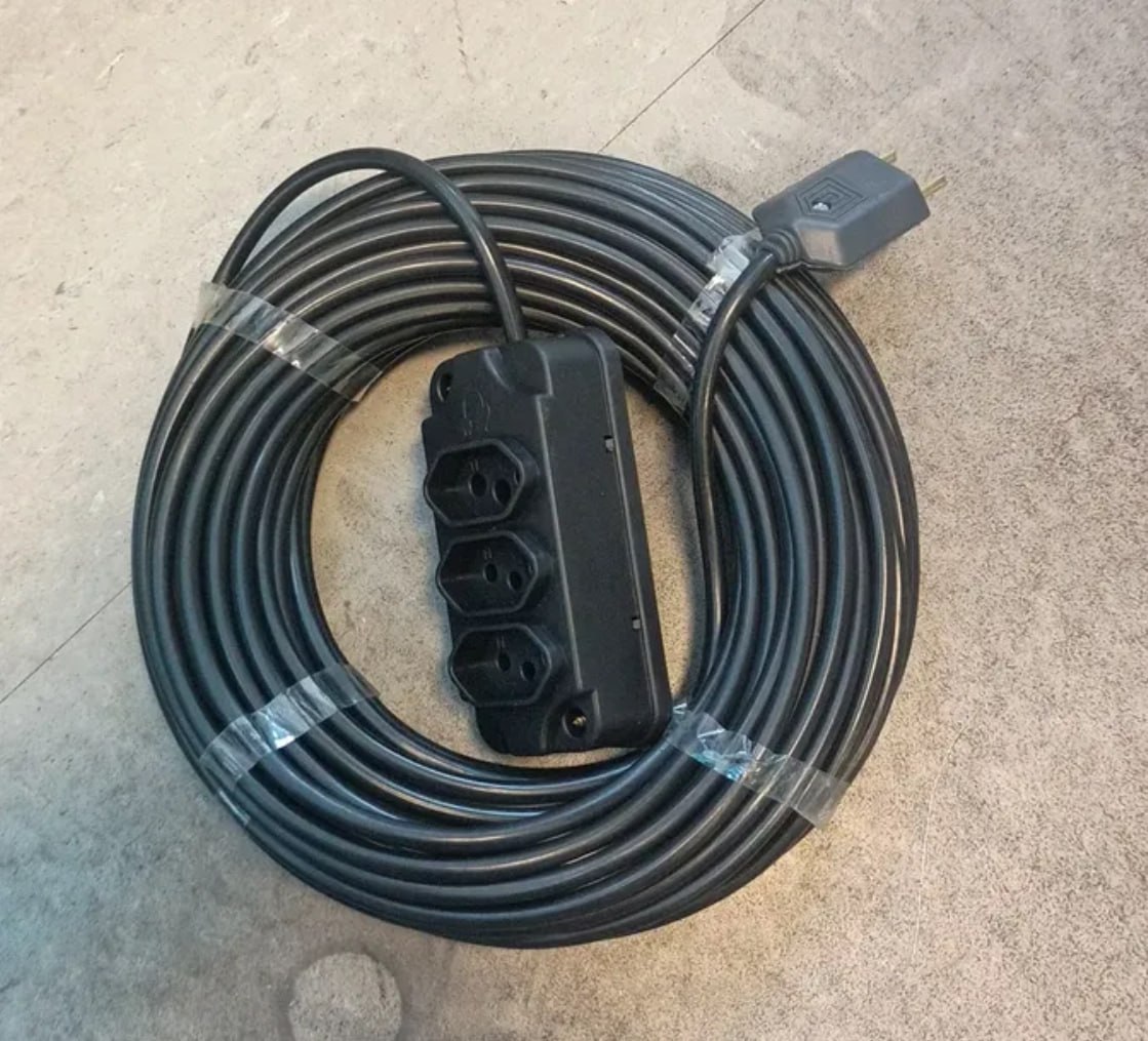 🔌 Extensão 30M Cabo Pp Reforçada 10A/20A 3 Tomadas